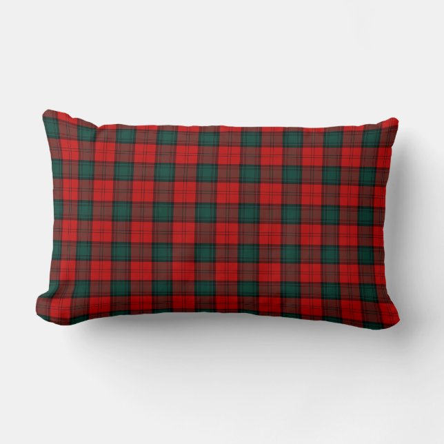 Red and Green Clan Stewart of Atholl Tartan Lumbar Pillow (Front)