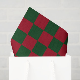Red and Green Classic Christmas Checkerboard Print Tissue Paper