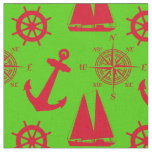 Red And Green Coastal Nautical Christmas Holiday Fabric