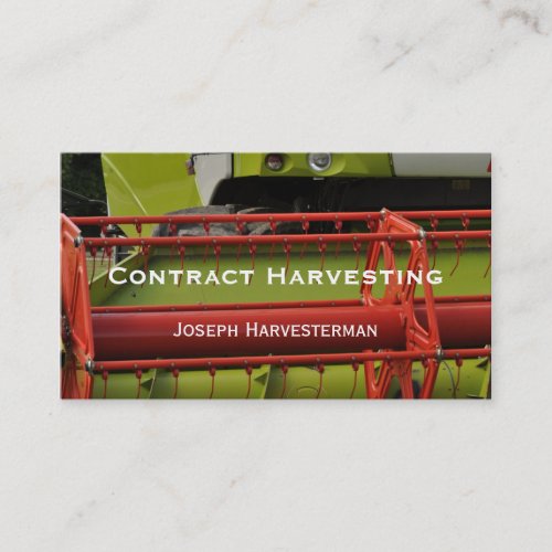 Red and green combine Harvester close_up Business Card