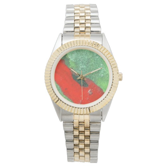 Red and green contrasting colors watch (Front)