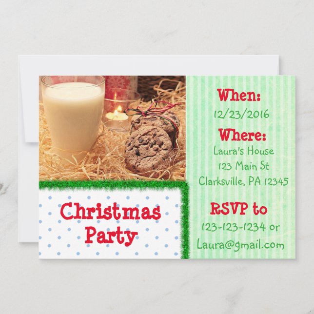 Red and Green Cookies Christmas Party Invitation (Front)