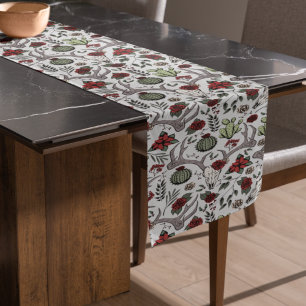 Red and Green Country Cowgirl Christmas Antlers Long Table Runner