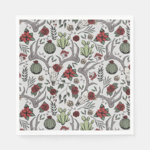 Red and Green Country Cowgirl Christmas Antlers Napkins