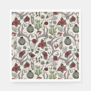 Red and Green Country Cowgirl Christmas Antlers Napkins