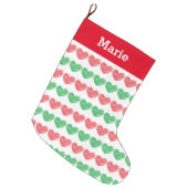 Red and Green Crayon Hearts Large Christmas Stocking (Front (Hanging))