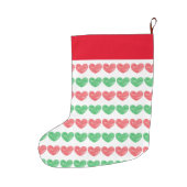 Red and Green Crayon Hearts Large Christmas Stocking (Back)