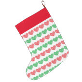 Red and Green Crayon Hearts Large Christmas Stocking (Back (Hanging))