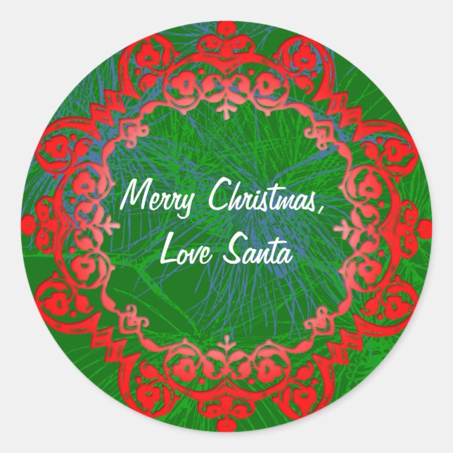 Red and Green Custom Holiday Stickers (Front)