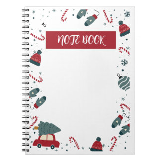 Red and Green Cute Illustrated Christmas Notebook