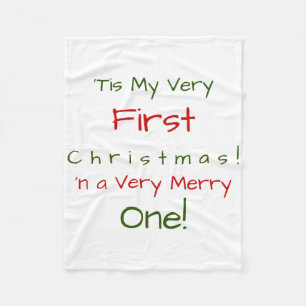 Red And Green D First Baby Christmas Baby  Fleece Blanket