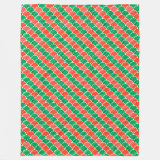 Red and Green Diagonal Scale Pattern Fleece Blanket
