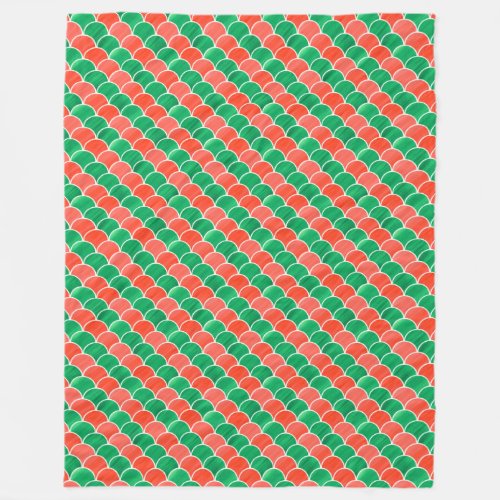 Red and Green Diagonal Scale Pattern Fleece Blanket