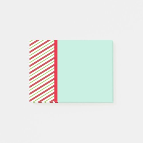 Red And Green Diagonal Striped Christmas Pattern Post_it Notes