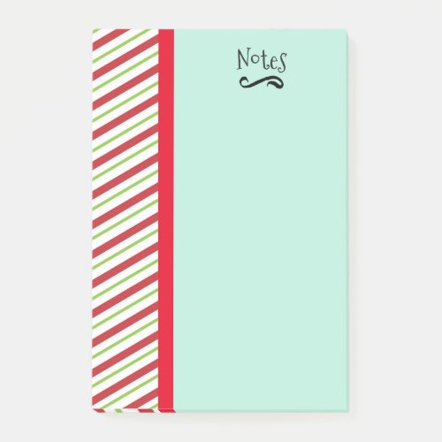 Red And Green Diagonal Striped Christmas Pattern Post_it Notes