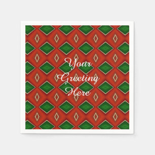 Red and Green Diamond Pattern Holiday Napkins