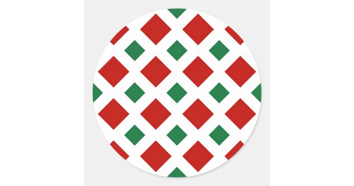 Red Diamond Sticker Red and Green Diamonds on White Classic Round Sticker | Zazzle
