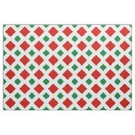 Red and Green Diamonds on White Geometric Fabric