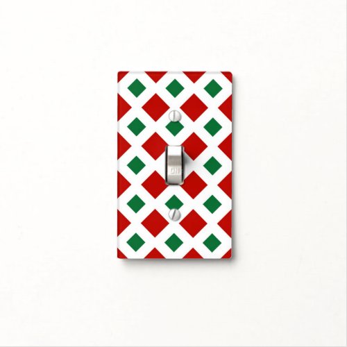 Red and Green Diamonds on White Light Switch Cover