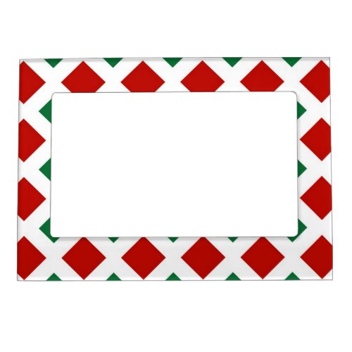 Red and Green Diamonds on White Magnetic Photo Frame