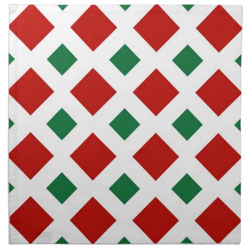 Red and Green Diamonds on White Napkin