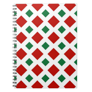 Red and Green Diamonds on White Notebook