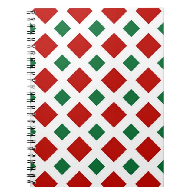Red and Green Diamonds on White Notebook (Front)