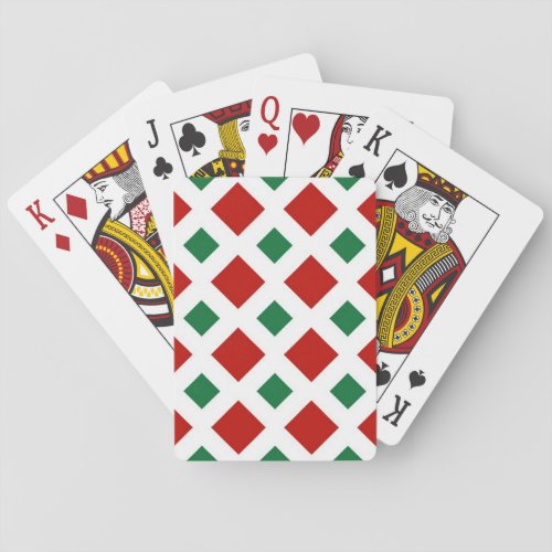 Red and Green Diamonds on White Poker Cards