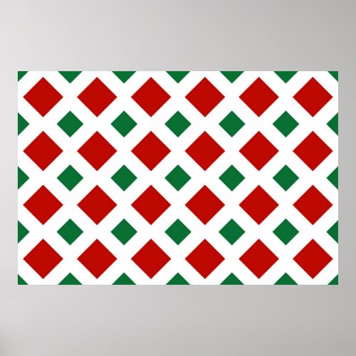 Red and Green Diamonds on White Poster