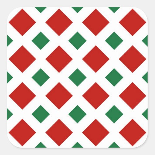 Red and Green Diamonds on White Square Sticker