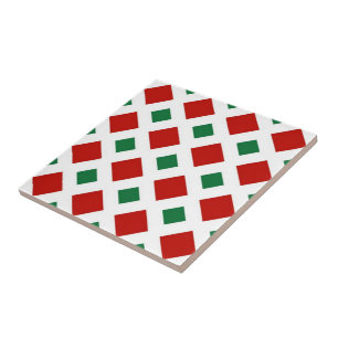 Red and Green Diamonds on White Tile