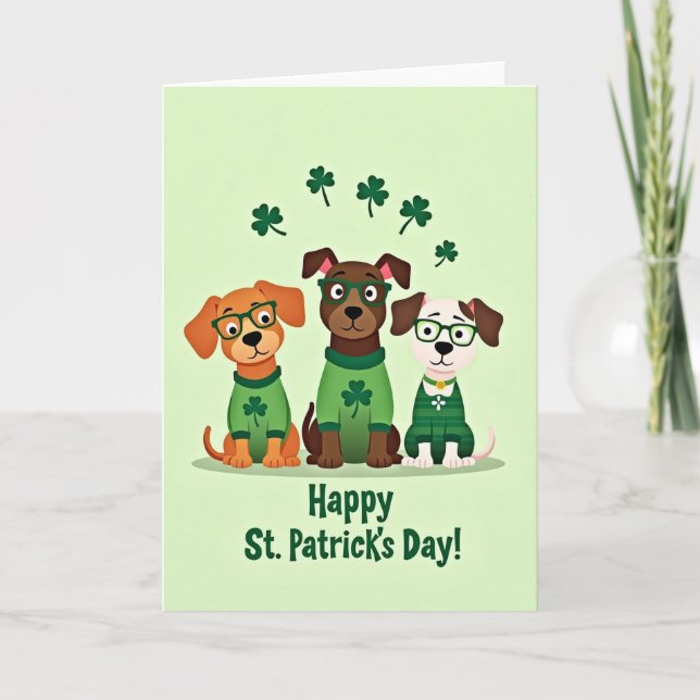 Red And Green Dogs Luck Card (Front)