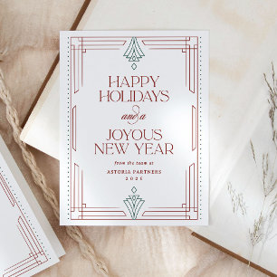 Red and Green Elegant Corporate Happy Holidays Holiday Postcard