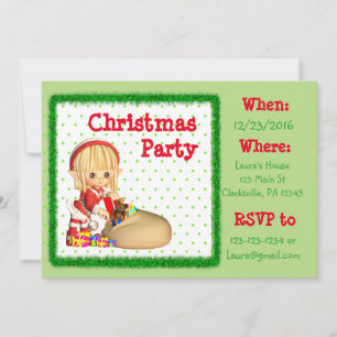 Red and Green Elf Christmas Party Invitation
