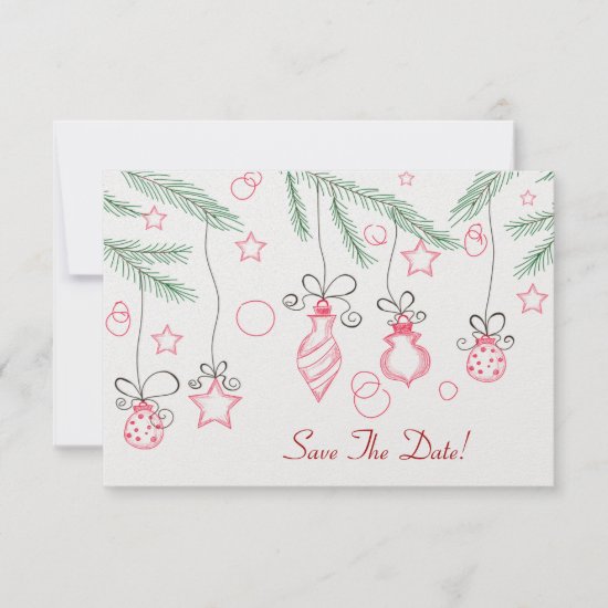 Red and Green Festive Ornaments Save The Date