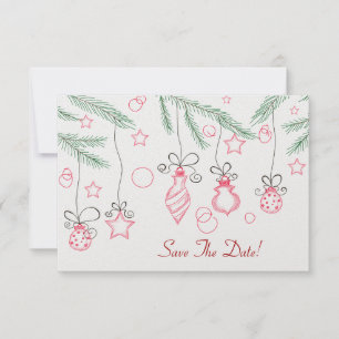 Red and Green Festive Ornaments Save The Date