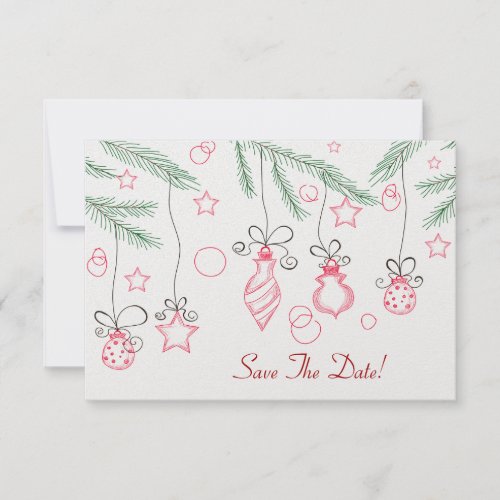 Red and Green Festive Ornaments Save The Date