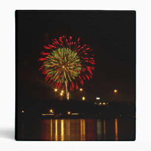 red and green fireworks explode over Mississippi 3 Ring Binder