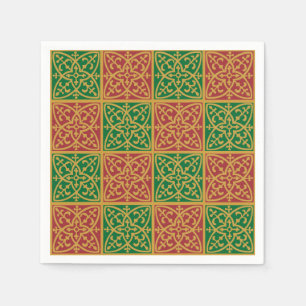 Red and Green Fleur-de-lis Pattern Napkins