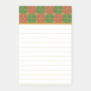 Red and Green Fleur-de-lis Pattern Post-it Notes