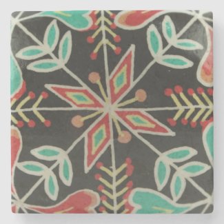 Red and Green Floral Coaster