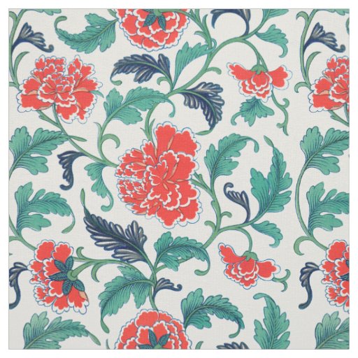 Red and Green Floral Pattern Fabric