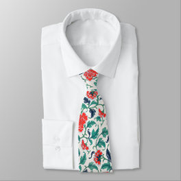 Red and Green Floral Pattern Neck Tie