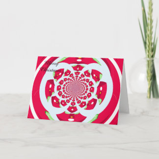 Red and Green Fractal Christmas Holiday Card