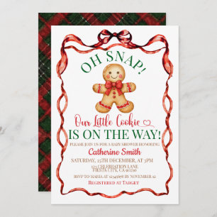 Red and Green  Gingerbread Christmas Baby Shower  Invitation