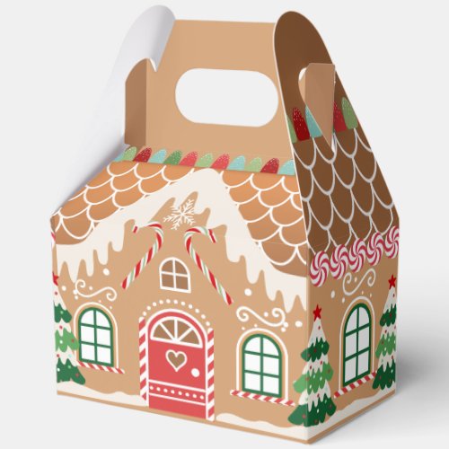 Red and Green Gingerbread House LARGE Favor Box
