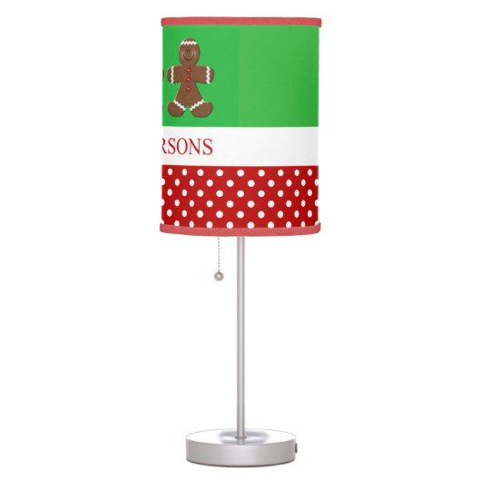 Red and Green Gingerbread Man Christmas Table Lamp (Right)