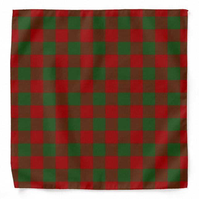 Red and Green Gingham Pattern Bandana (Front)