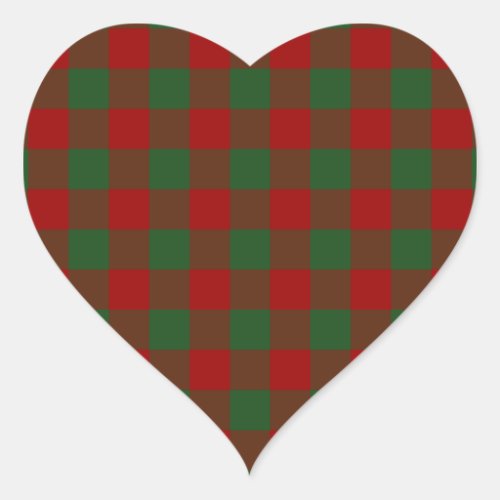 Red and Green Gingham Pattern Heart Sticker