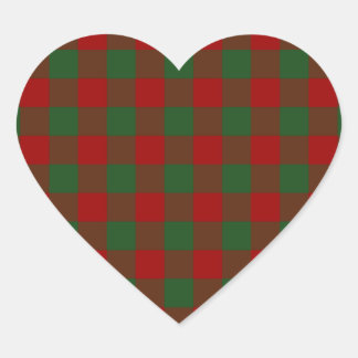 Red and Green Gingham Pattern Heart Sticker